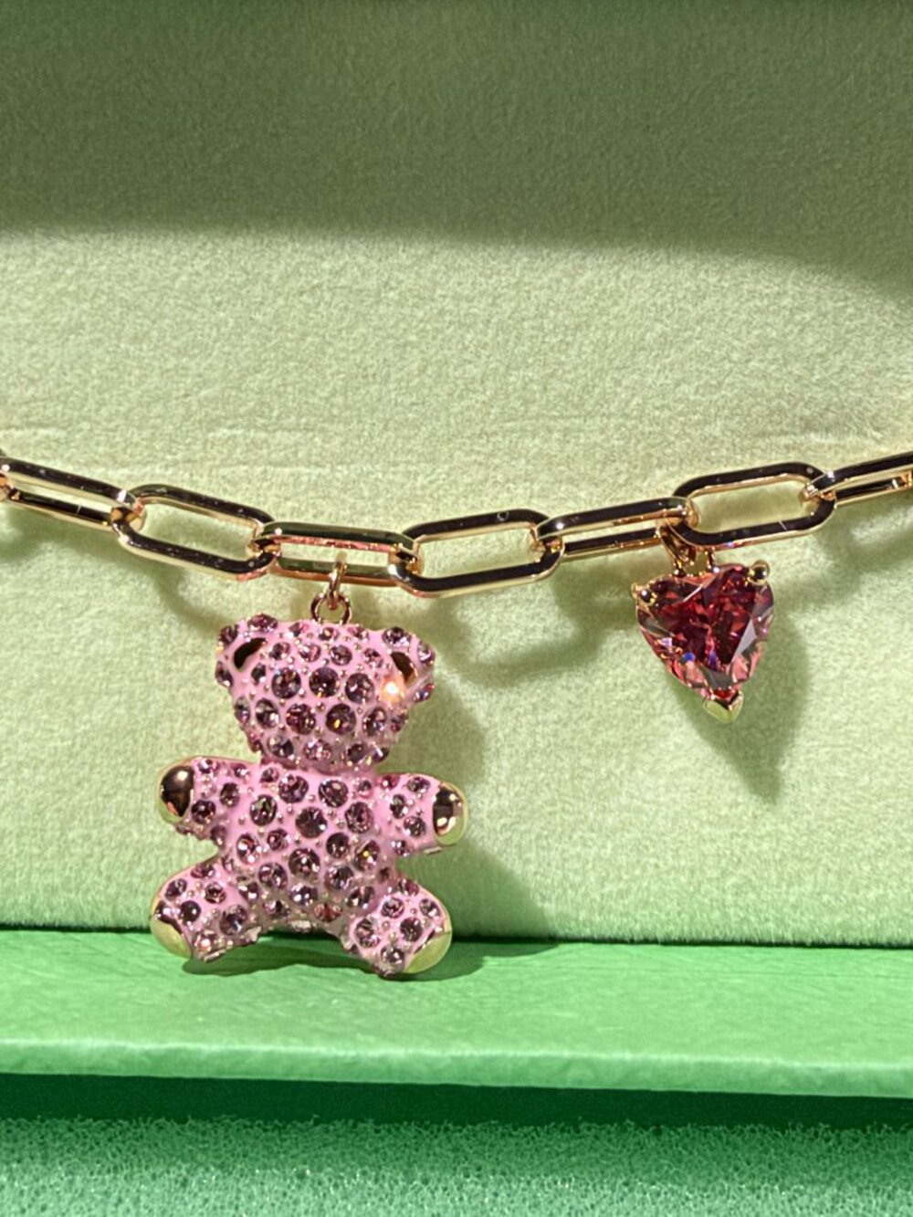 New in box, Swarovski Teddy Bear Bracelet, Pink, 18K Rose Gold Finish